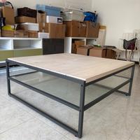 Tavolino basso per soggiorno legno e vetro