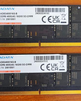 Memoria RAM DDR5 SO-DIMM ADATA 16+16 GB 4800(40)
