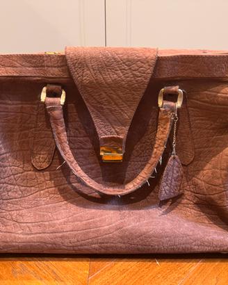 Borsone da viaggio vintage in pelle marrone