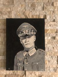 DIPINTO A MANO SU TELA '' Erwin Rommel '' firmato