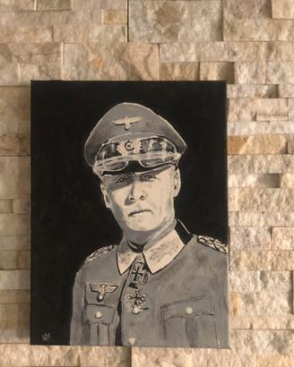 DIPINTO A MANO SU TELA '' Erwin Rommel '' firmato