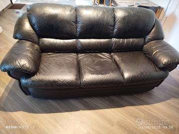 Divano nero vera pelle 3 posti