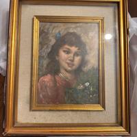 Ritratto olio su legno Vintage