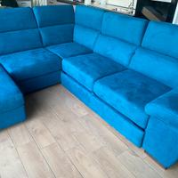 Divano letto con penisola pouf contenitore