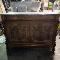 credenza vintage in radica di noce da restaurare 
