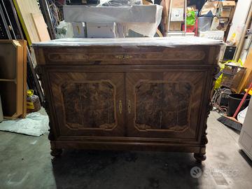 credenza vintage in radica di noce da restaurare 