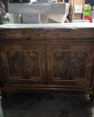 credenza vintage in radica di noce da restaurare 