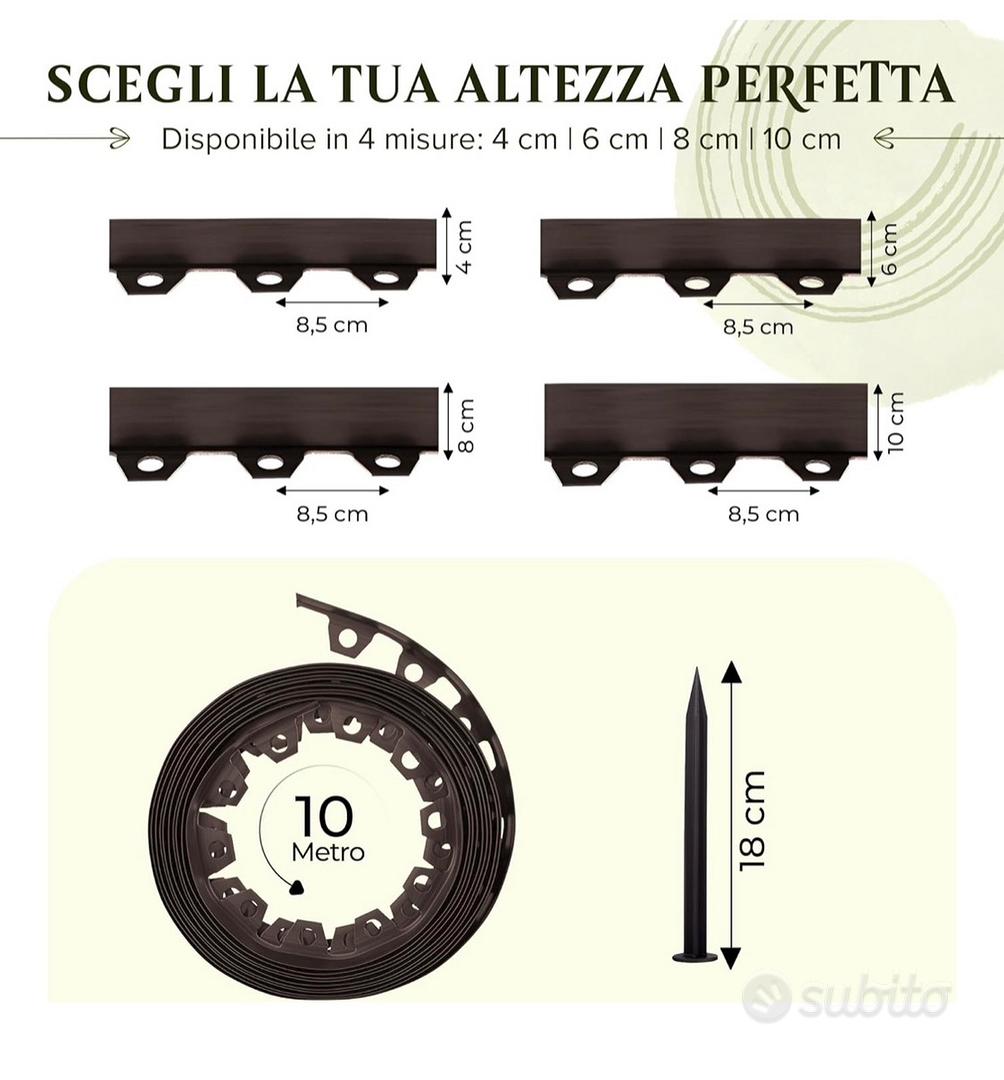 Bordatura Per Prato Chrispol System – Plastica Flessibile Con Pioli, 50 M X 4 Cm, Colore Marrone - 2