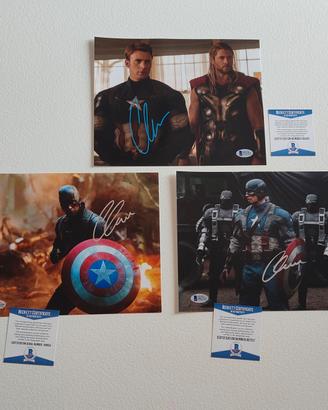 Foto Autografate Cap America Chris Evans Beckett 