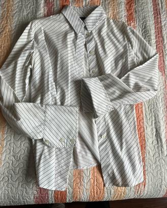 Camicia cotone bianca righe nere Mixeri