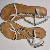 Sandali Cafè Noir pelle bianca e strass N.37