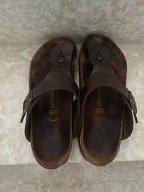 Ciabatte birkenstock pelle marrone