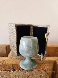 Bicchiere Tazza di color giada azzurro verde vinta