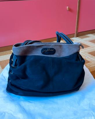 Borsa Melluso nera e tortora scamosciata