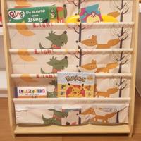 Libreria bambini legno e tessuto