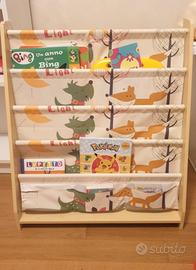 Libreria bambini legno e tessuto