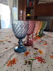 set servizio di calici in vetro colorati 