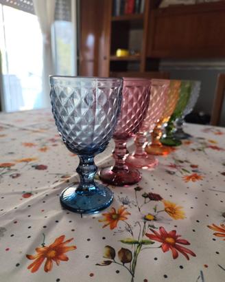 set servizio di calici in vetro colorati 