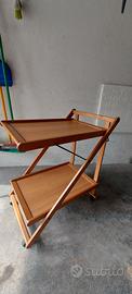 carrello portavivande pieghevole in legno