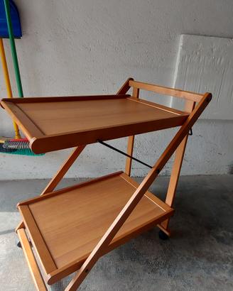 carrello portavivande pieghevole in legno