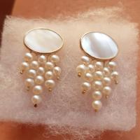 Orecchini oro 14kt perle vere  madre perla Vintage