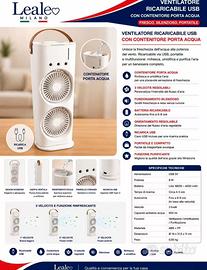 Ventilatore Ricaricabile USB con Serbatoio Acqua