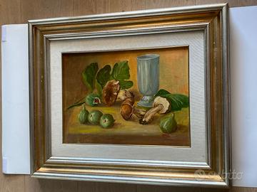 Natura morta di Angela Rivetto, tela con cornice.