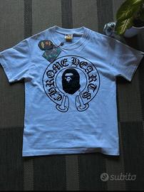 t-shirt bianca Chrome Heart x Bape S uomo 