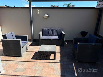 Set Salotto da Giardino 4 Pezzi in Rattan