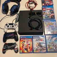 Ps4 slim + giochi + cuffie + 3 controller