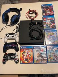 Ps4 slim + giochi + cuffie + 3 controller