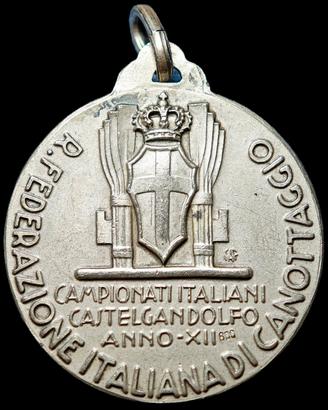 1934 Castelgandolfo Medaglia Canottaggio Argento 