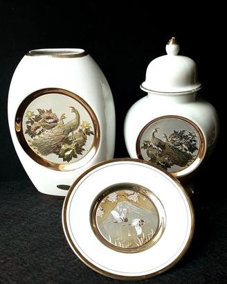Set porcellana Chokin giapponese oro 24 carati+org