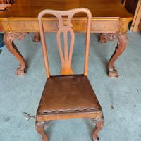 tavolo e sedie d'epoca stile chippendale 