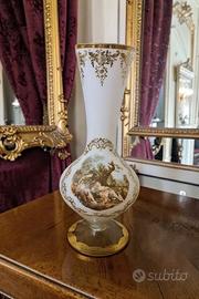 signorile vaso aCalice scene galanti vetro lattimo