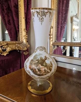 signorile vaso aCalice scene galanti vetro lattimo