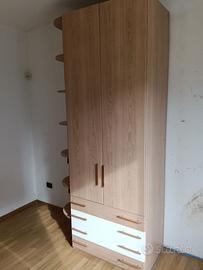 Armadio 2 ante 4 cassetti e libreria