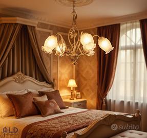 Lampadario artigianale in ferro battuto 5 luci e14