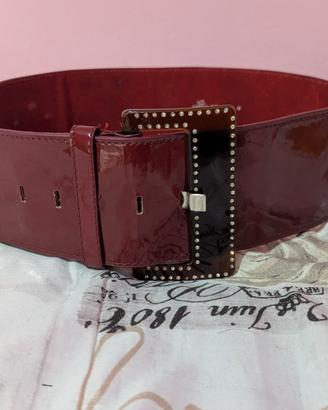 Cintura Carpisa Vera Pelle Vernice Bordeaux