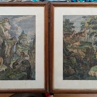 quadro coppia  incisioni  J. E. Ridinger 1698-1767