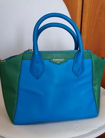 BORSA A MANO BICOLORE VERDE/AZZURRO POMIKAKI