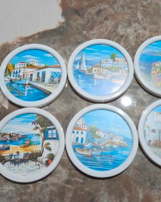 6 sottobicchieri mai usati Originali Greece RARI