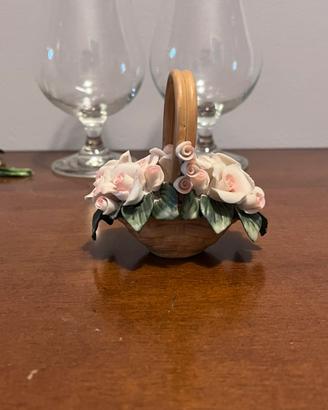 Cestino porcell Carlo Savastano Stile Capodimonte