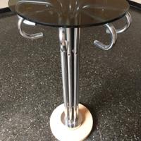 Tavolino ripiano in cristallo e base marmo anni 70