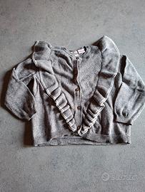 Cardigan Zara kids grigio riga bianca 92 cm