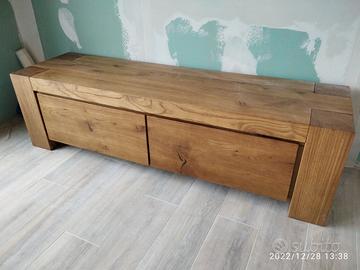 porta tv in rovere rustico con 2 ribalte