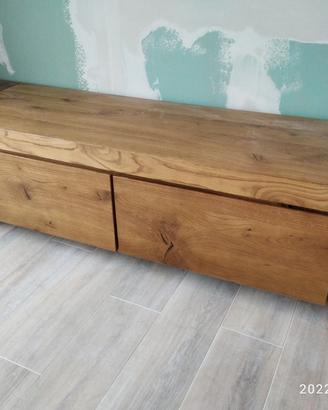 porta tv in rovere rustico con 2 ribalte