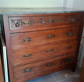 Como' antico in legno e piano di marmo