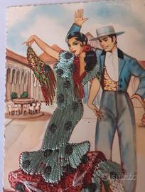 Cartolina Vintage Spagnola Ricamata