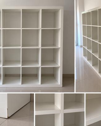 Libreria scaffale bianca 16 vani 150x150 cm